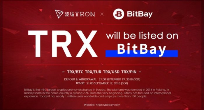 TRX добавлен на биржу BitBay