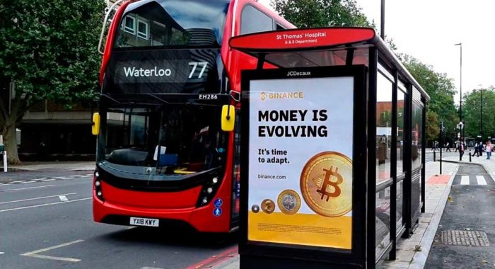 Binance рекламирует биткоин в Лондоне