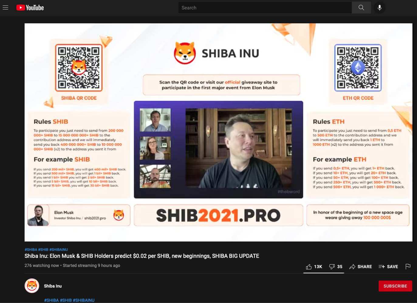 shiba-inu-elon-musk-jack-dorsey-cathie-wood-giveaway-scam-youtube-live