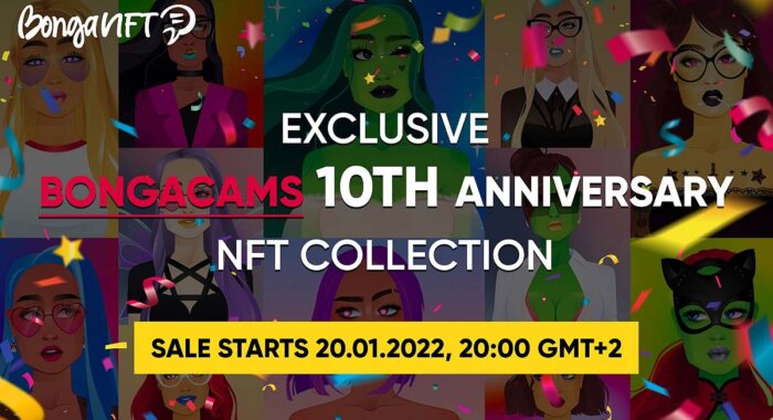 Популярный вебкам-сайт BongaCams выпустил юбилейную NFT-коллекцию в честь своего 10-летия!