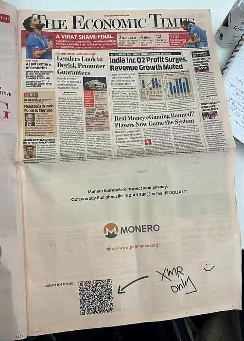 economic-times-monero-ad