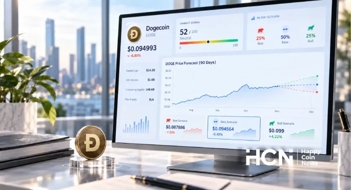 HCN AI Analyst прогнозирует консолидацию Dogecoin на ближайшие 90 дней